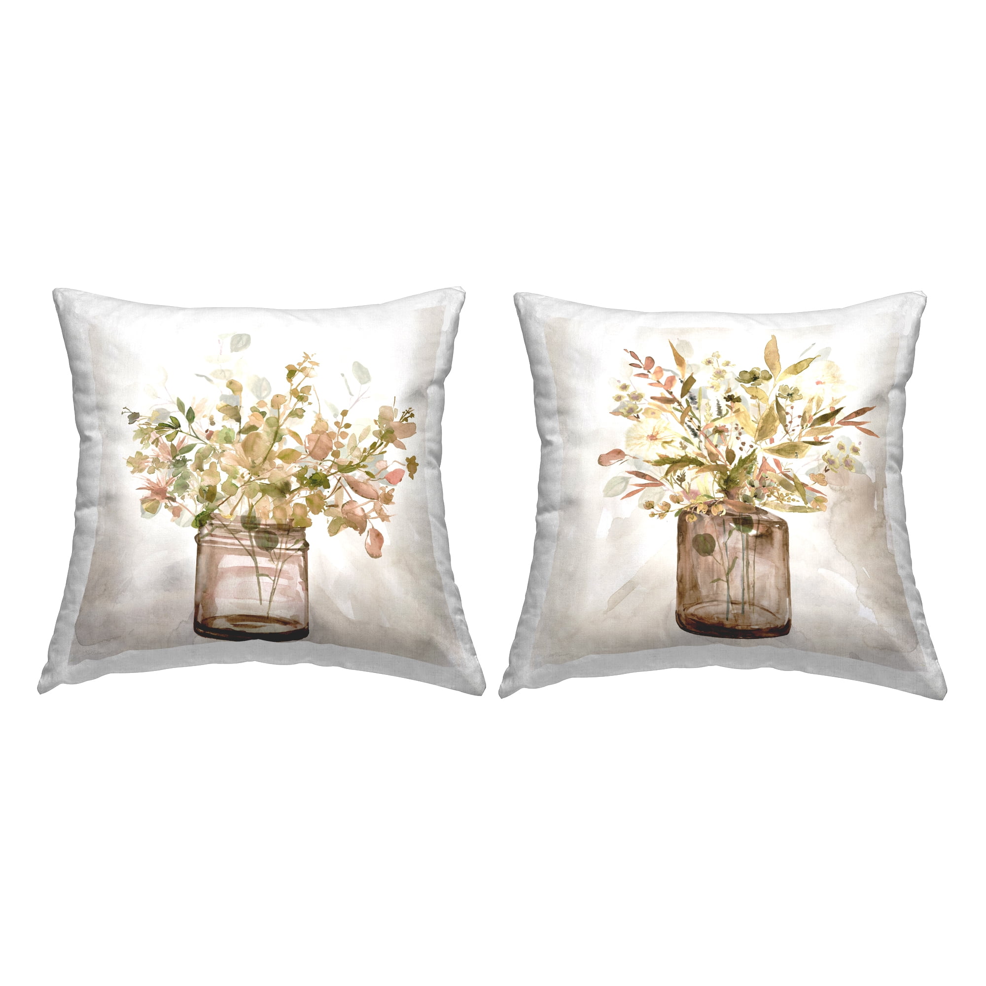 Stupell Industries Earthy Garden Bouquets Decorative Printed Throw Pillow Design by Carol Robinson.