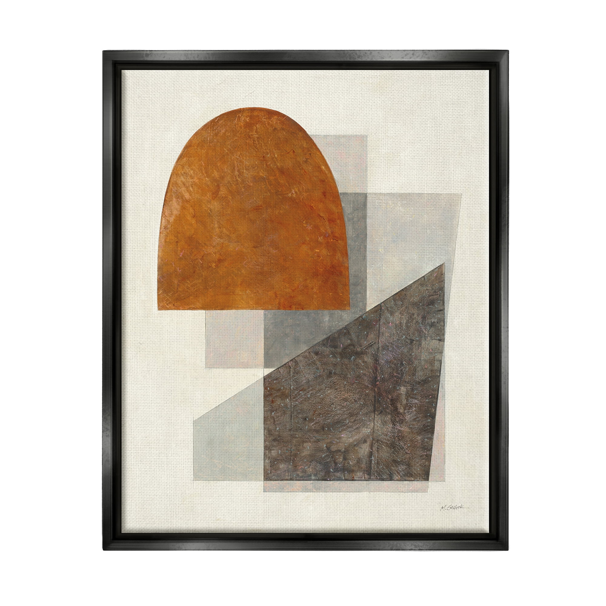 Stupell Industries Earthy Geometric Shapes Abstract Painting Black Floater Framed Canvas Art Print Wall Art, 17 x 21