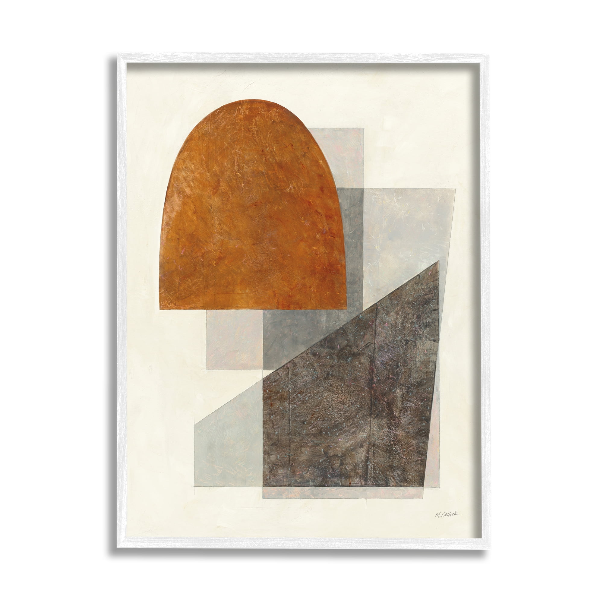 Stupell Industries Earthy Geometric Shapes Abstract Painting White Framed Art Print Wall Art, 11 x 14