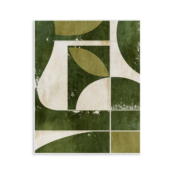 Stupell Industries Earthy Green Tone Shapes Wall Plaque Art design by Suzanne Nicoll, 14 x 11