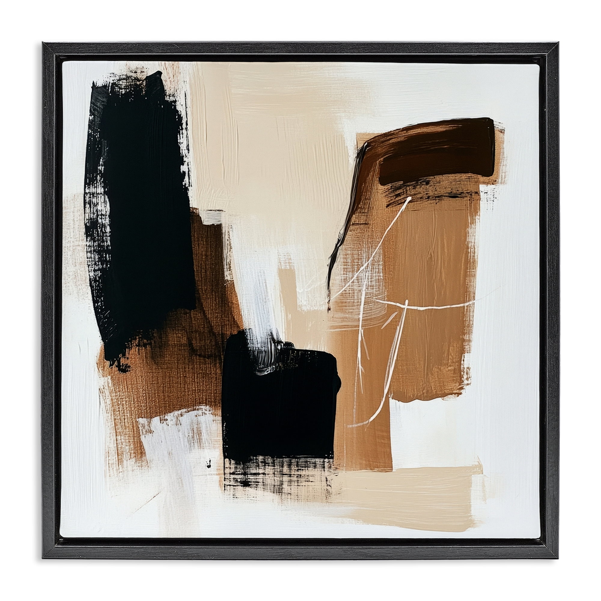 Stupell Industries Earthy Hues Neutral Balance Black Framed Floater Canvas Wall Art, design by Petal Prints Design