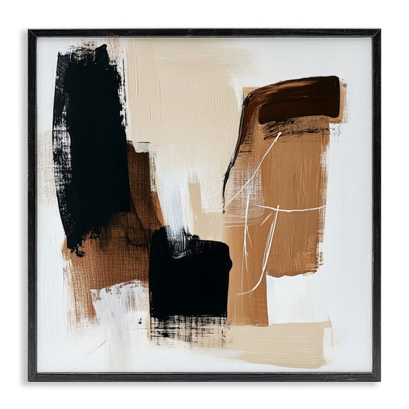 Stupell Industries Contemporary Earthy Hues Neutral Balance Black Framed Giclee Art, 12 x 12, by Petals Prints Design