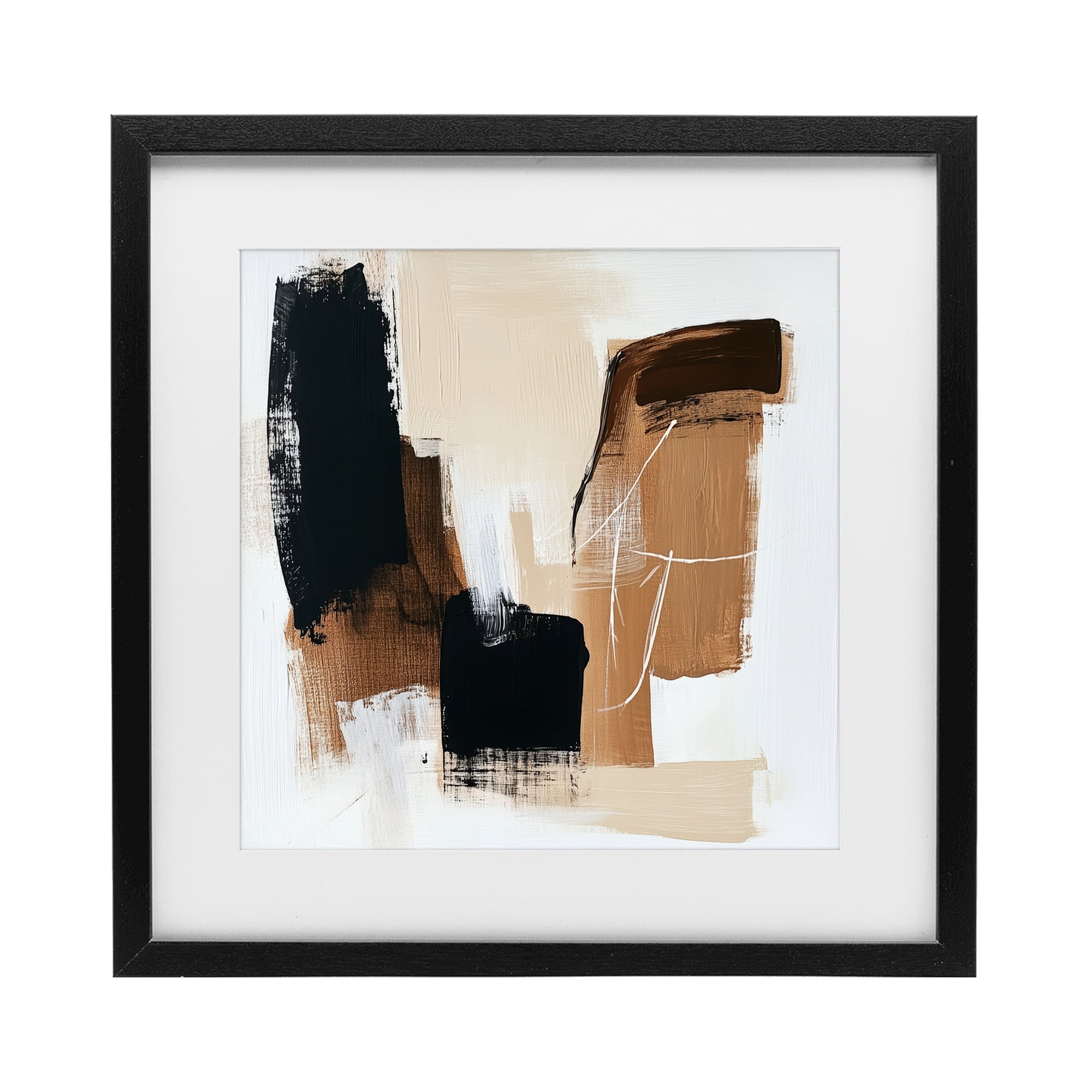 Stupell Industries Earthy Hues Neutral Balance Black Framed Print Under Glass, design by Petal Prints Design