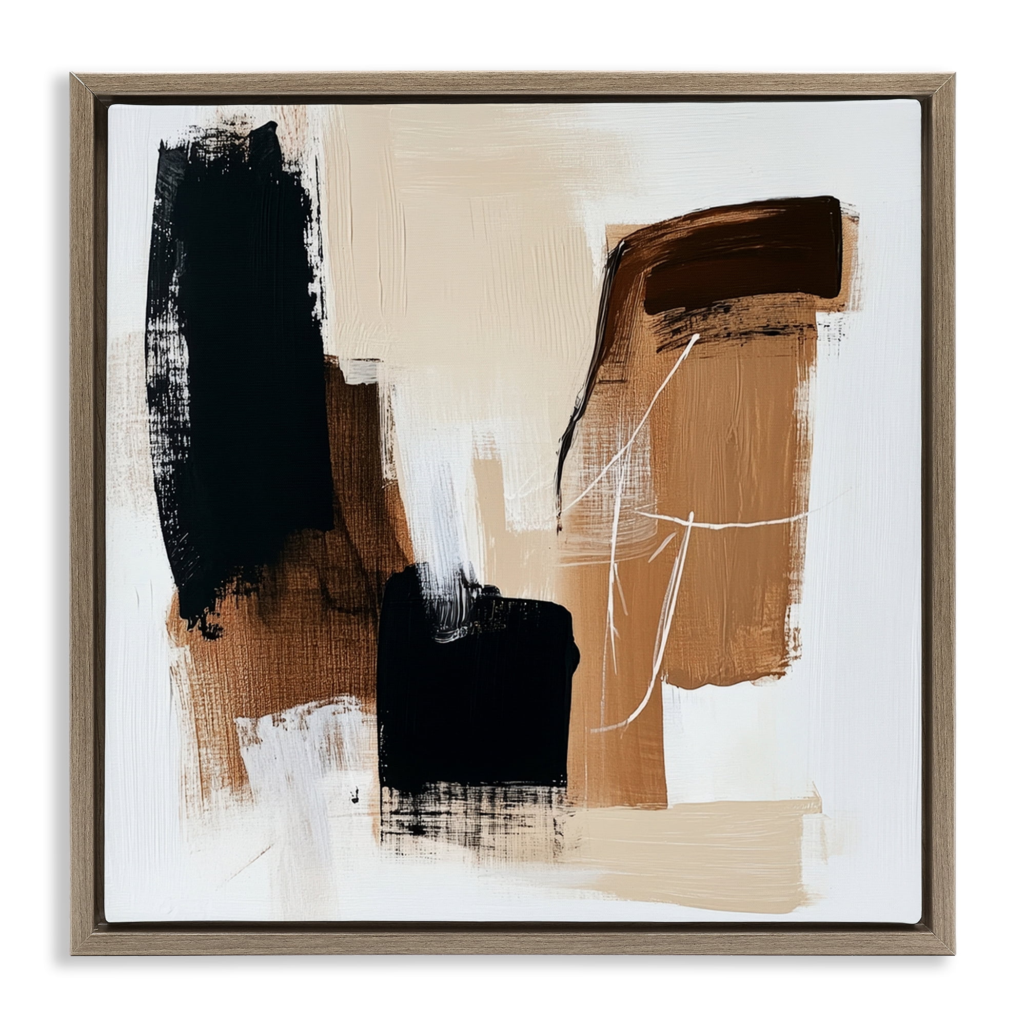 Stupell Industries Earthy Hues Neutral Balance Brown Framed Floater Canvas Wall Art, design by Petal Prints Design