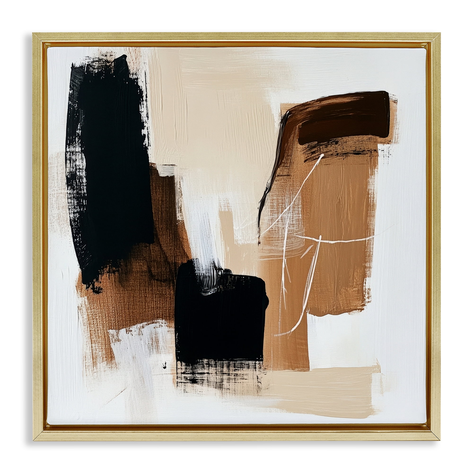 Stupell Industries Earthy Hues Neutral Balance Gold Framed Floater Canvas Wall Art, design by Petal Prints Design