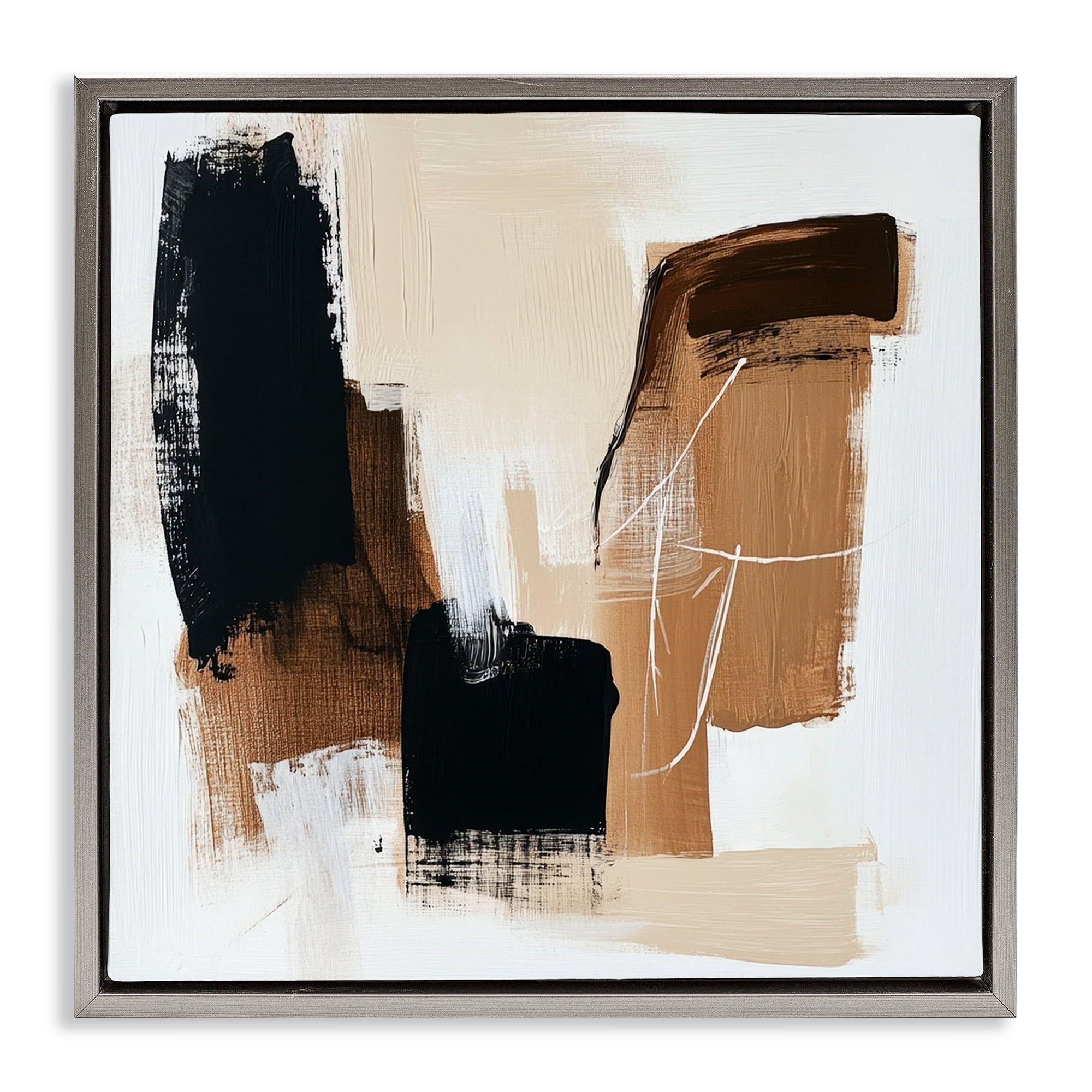Stupell Industries Earthy Hues Neutral Balance Gray Framed Floater Canvas Wall Art, design by Petal Prints Design