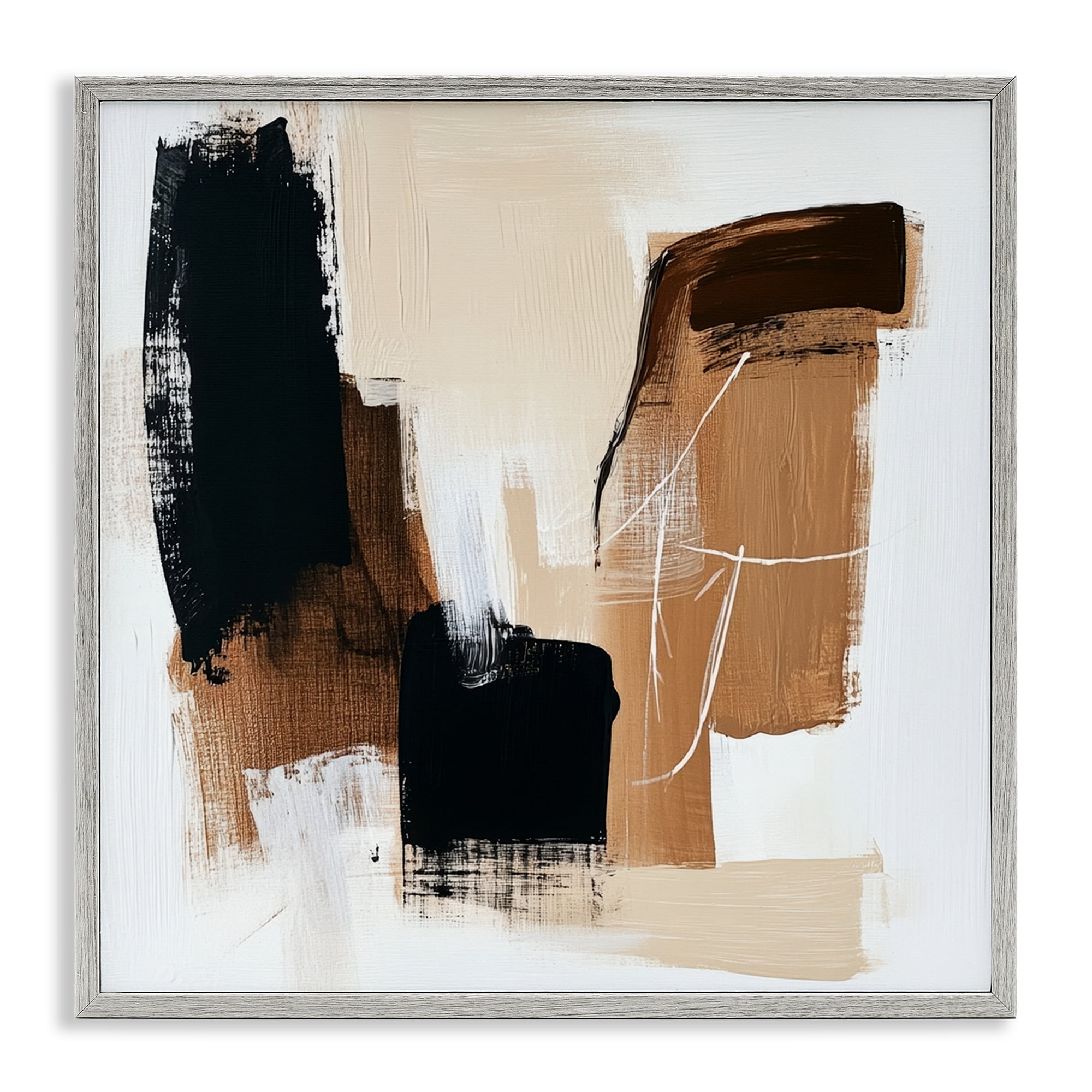 Stupell Industries Earthy Hues Neutral Balance Gray Framed Giclee Art, design by Petal Prints Design