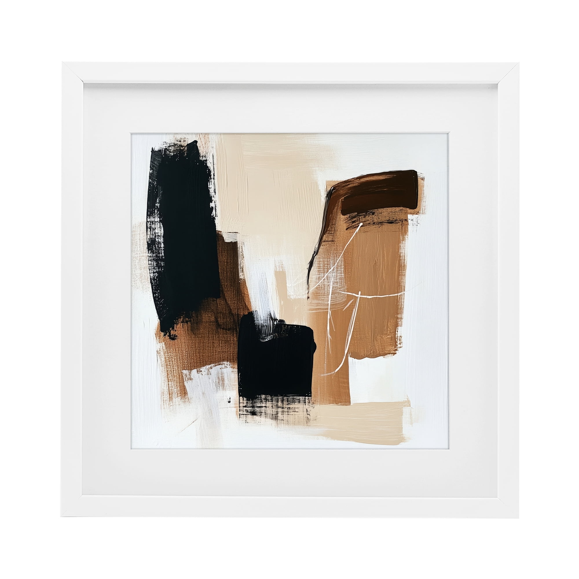 Stupell Industries Earthy Hues Neutral Balance White Framed Print Under Glass, design by Petal Prints Design