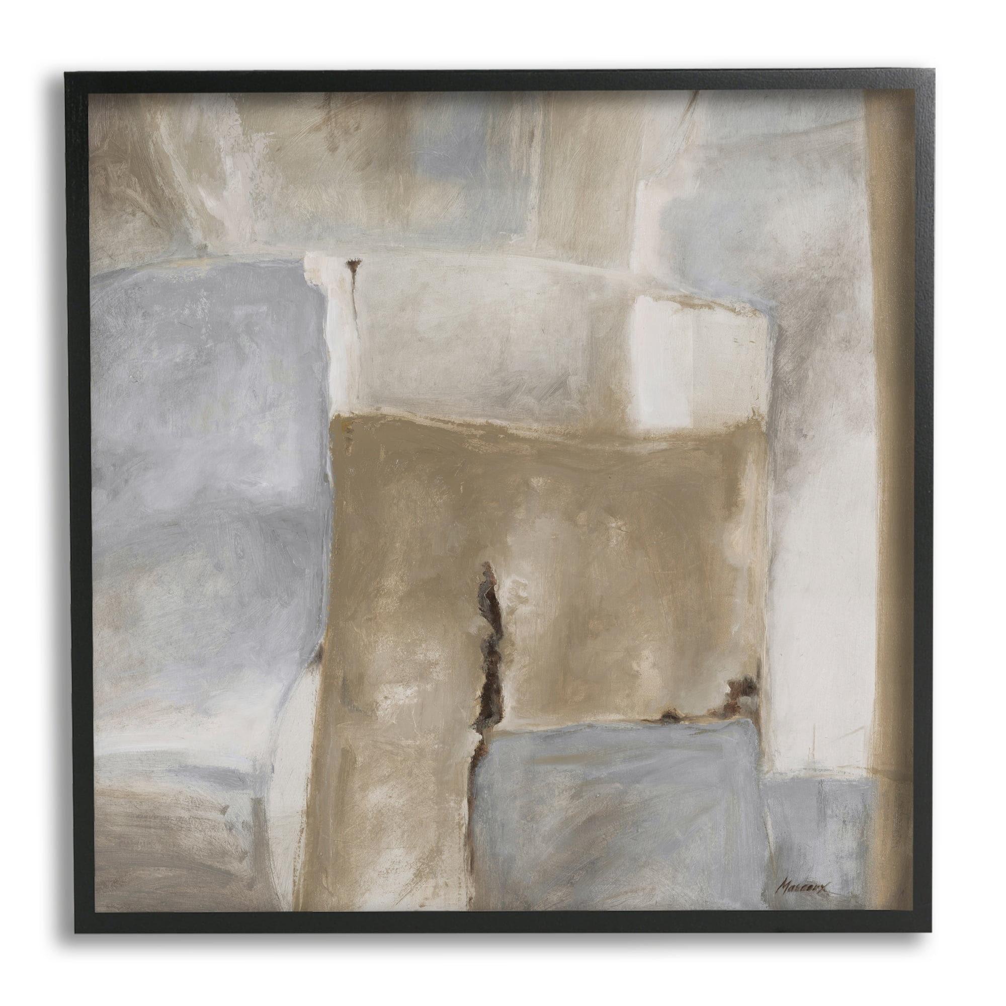 Stupell Industries Earthy Industrial Abstract Geometric Shapes Brown Tones Painting Black Framed Art Print Wall Art, Design by Julianne Marcoux