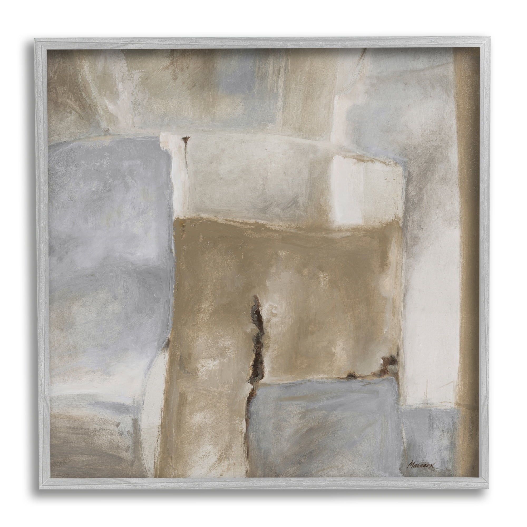 Gray and Brown Abstract Canvas Print with Wood Frame, 12 x 12