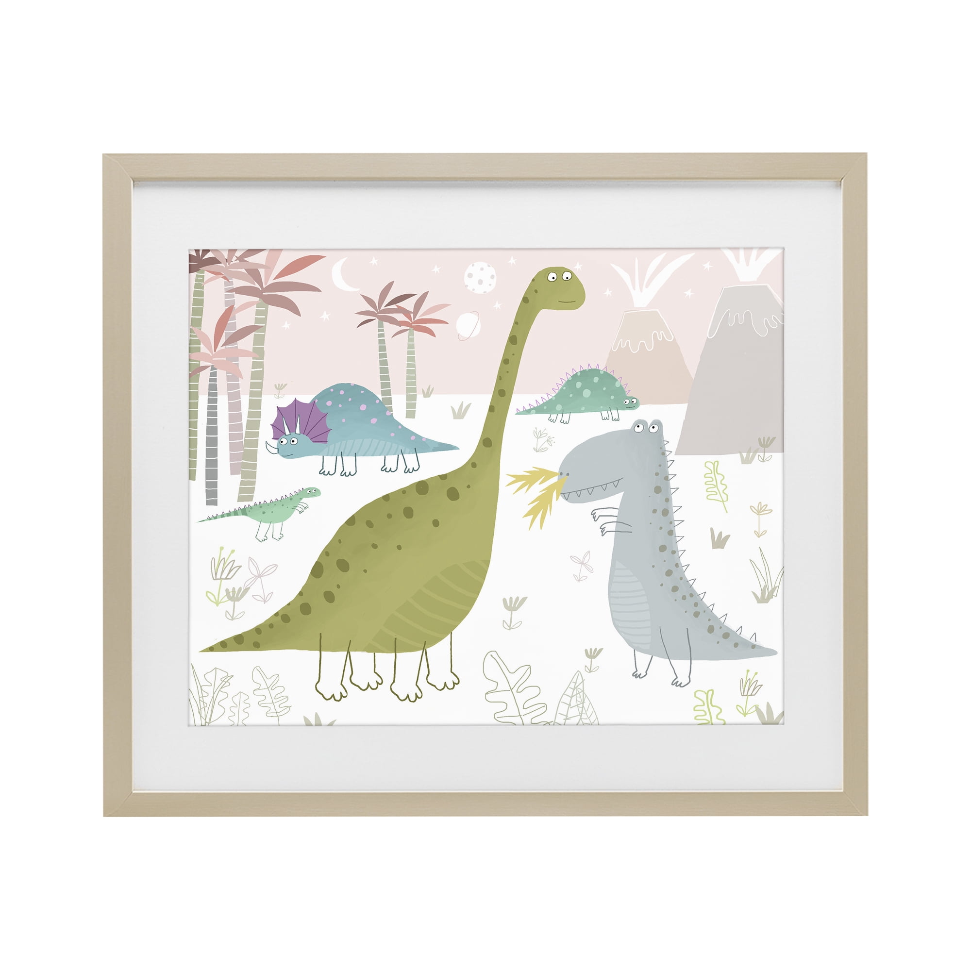 Stupell Industries Earthy Jurassic Dinosaurs Birch Framed Print Under Glass, design by Carla Daly