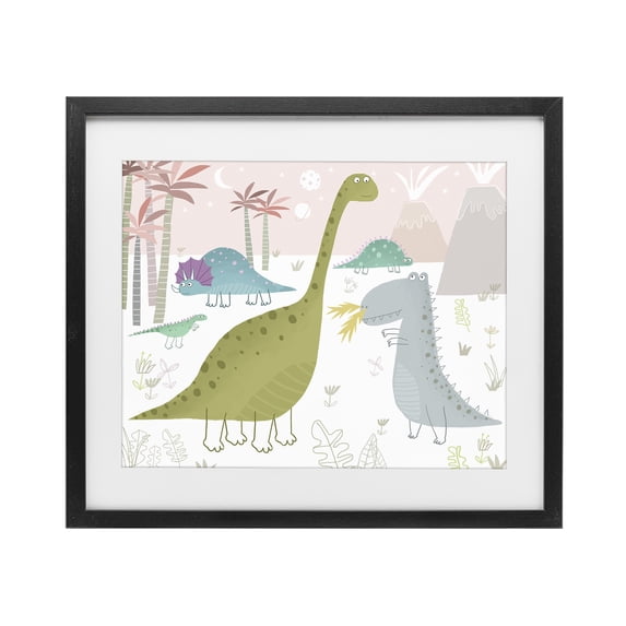 Stupell Industries Contemporary Earthy Jurassic Dinosaurs Black Framed Print Under Glass, 16 x 13, by Carla Daly