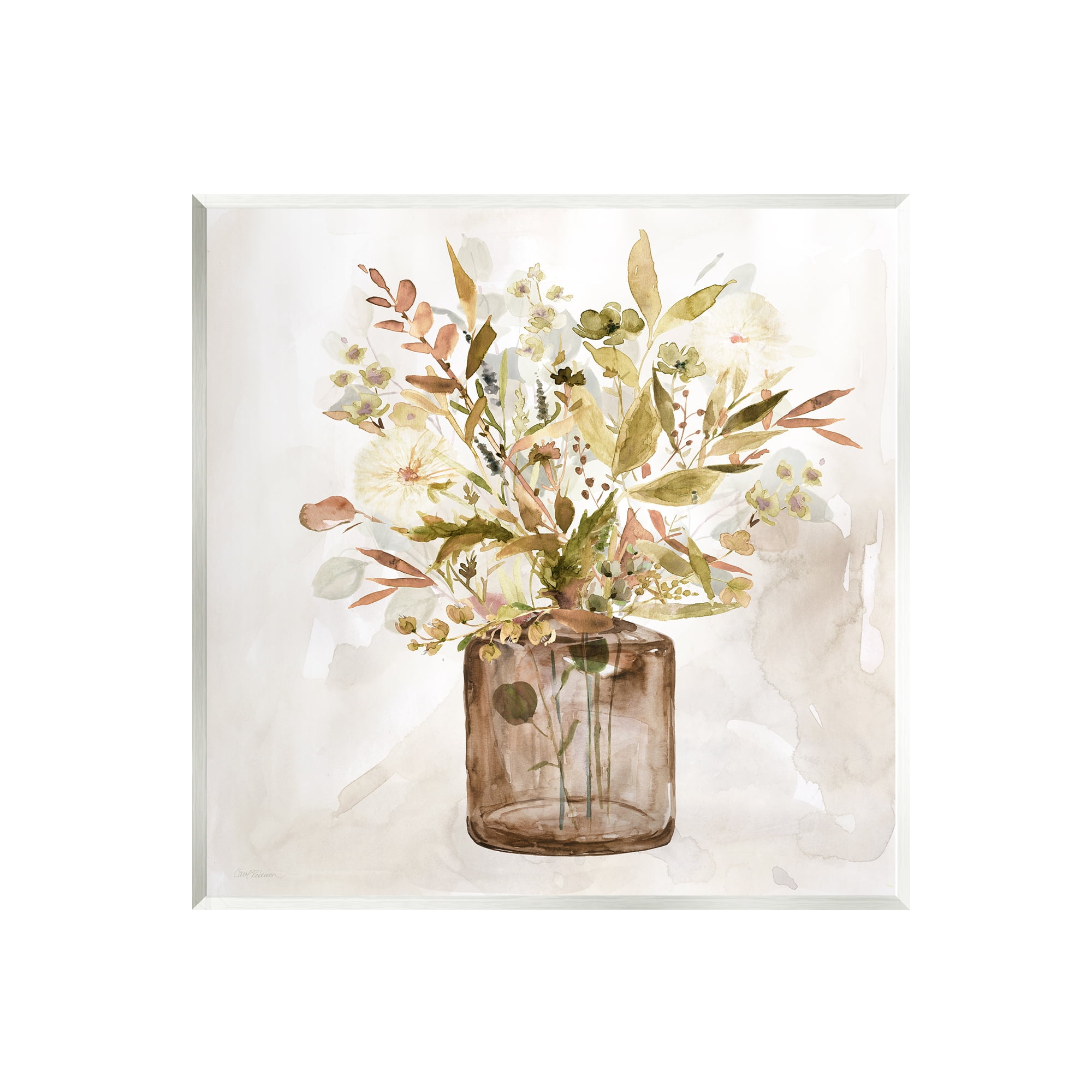 Earthy Mixed Fall Botanicals Watercolor Art on MDF Wood