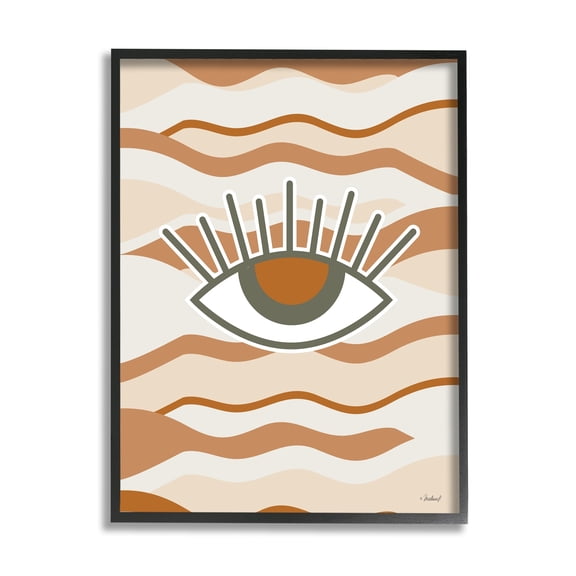 Stupell Industries Earthy Modern Spiritual Eye Wavy Striped Shapes Graphic Art Black Framed Art Print Wall Art, Design by Martina Pavlova