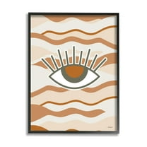 Stupell Industries Earthy Modern Spiritual Eye Wavy Striped Shapes Graphic Art Black Framed Art Print Wall Art, Design by Martina Pavlova