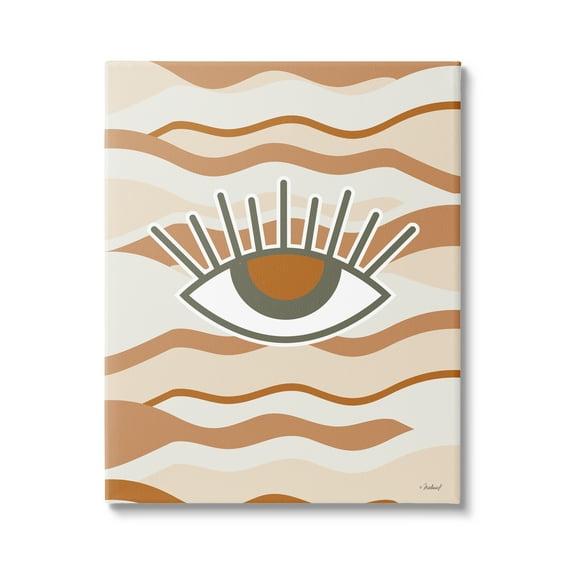 Stupell Industries Earthy Modern Spiritual Eye Wavy Striped Shapes Graphic Art Gallery Wrapped Canvas Print Wall Art, Design by Martina Pavlova