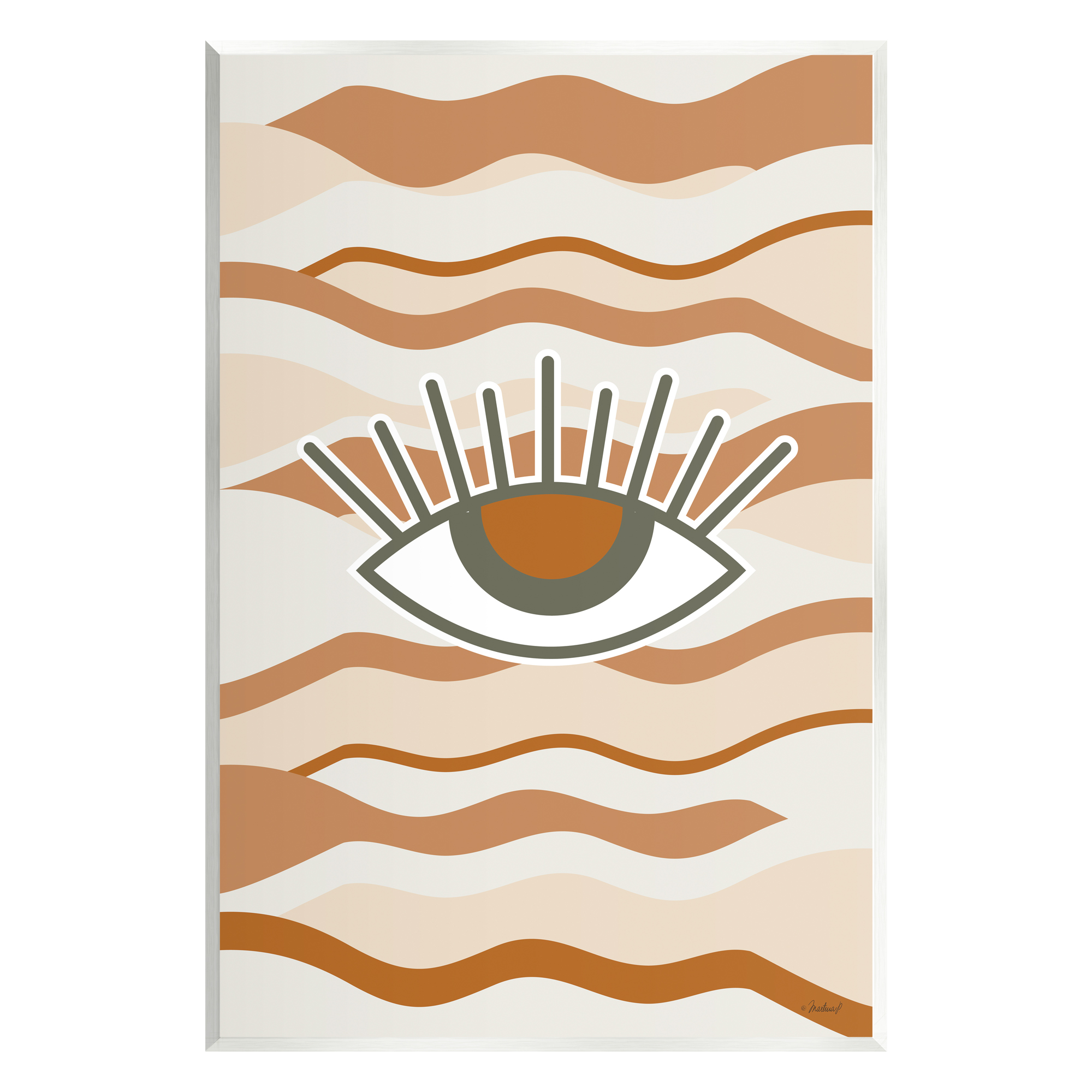 Stupell Industries Earthy Modern Spiritual Eye Wavy Striped Shapes Graphic Art Unframed Art Print Wall Art, Design by Martina Pavlova