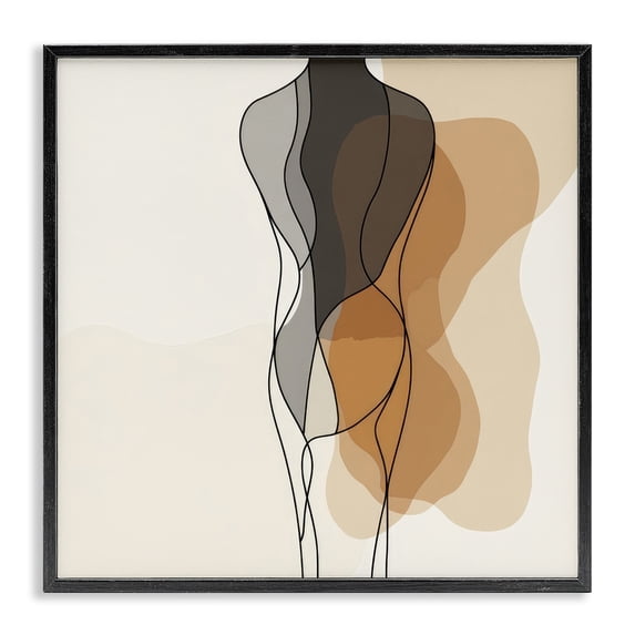 Stupell Industries Earthy Neutrals Pattern Abstract Painting Black Framed Art Print Wall Art, 24 x 24