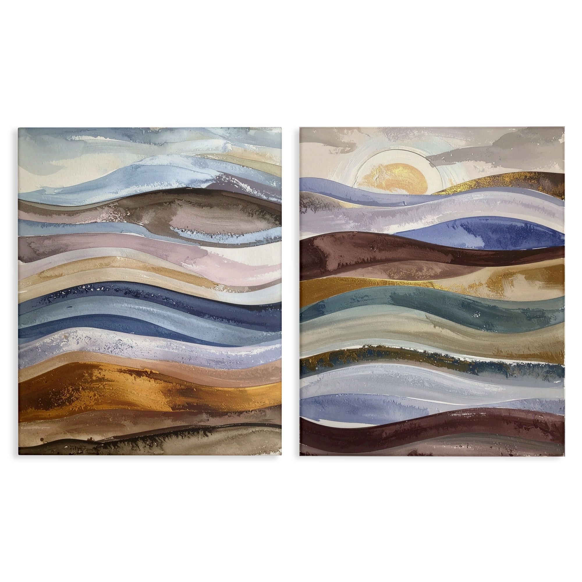 Stupell Industries Earthy Ocean Flow 2 Piece Canvas Wall Art Set, design by Alonza Saunders