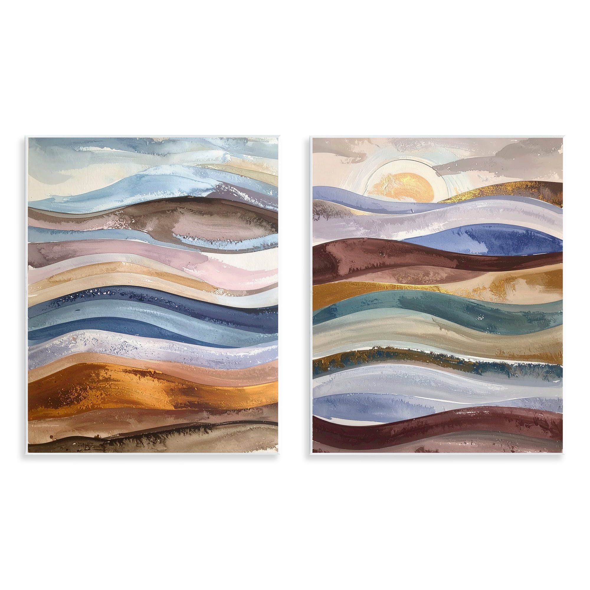 Stupell Industries Earthy Ocean Flow 2 Piece Wall Plaque Art Set, design by Alonza Saunders