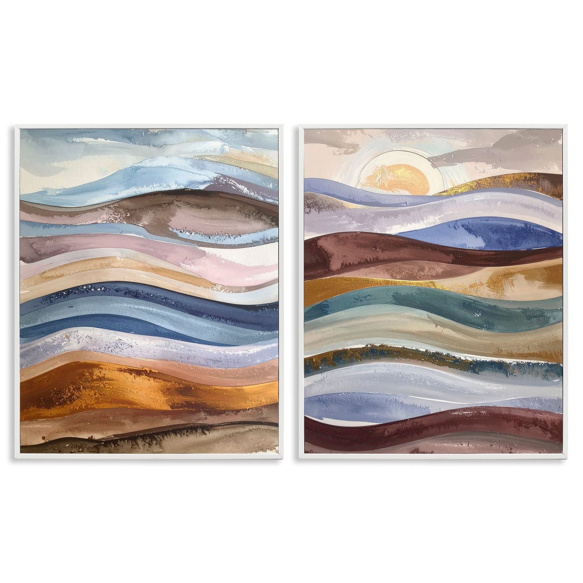Stupell Industries Earthy Ocean Flow 2 Piece White Framed Giclee Art Set, design by Alonza Saunders
