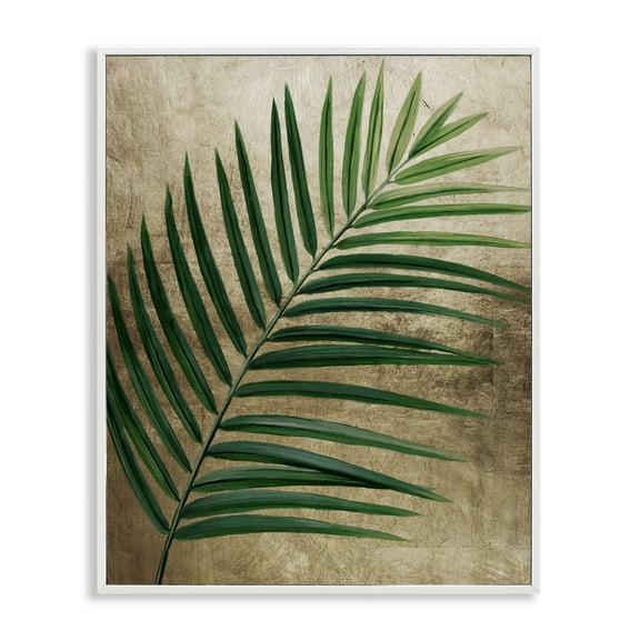Stupell Industries Earthy Palm Leaf White Framed Giclee Art design by Anna Lischenko, 14 x 11
