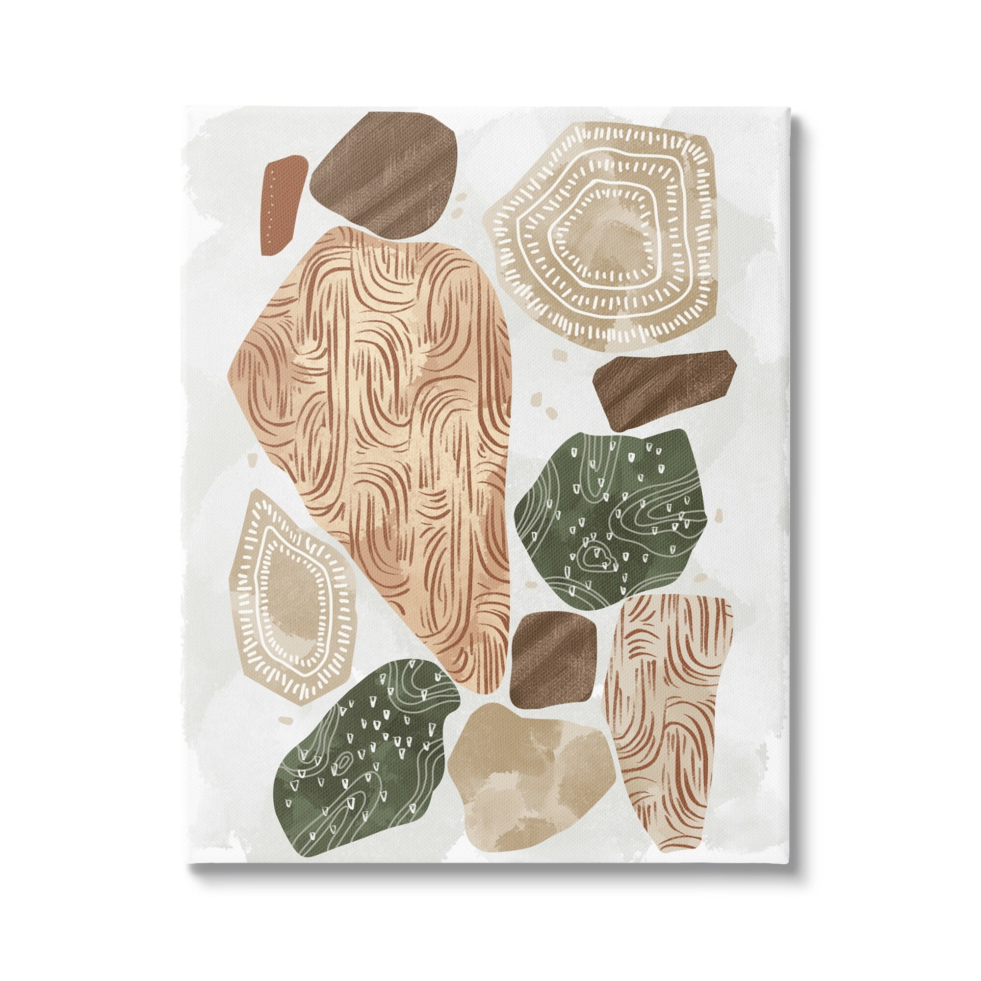 Stupell Industries Earthy Patterned Geometric Shapes Fresh Abstract Canvas Wall Art, 16 x 20, Design by Ziwei Li
