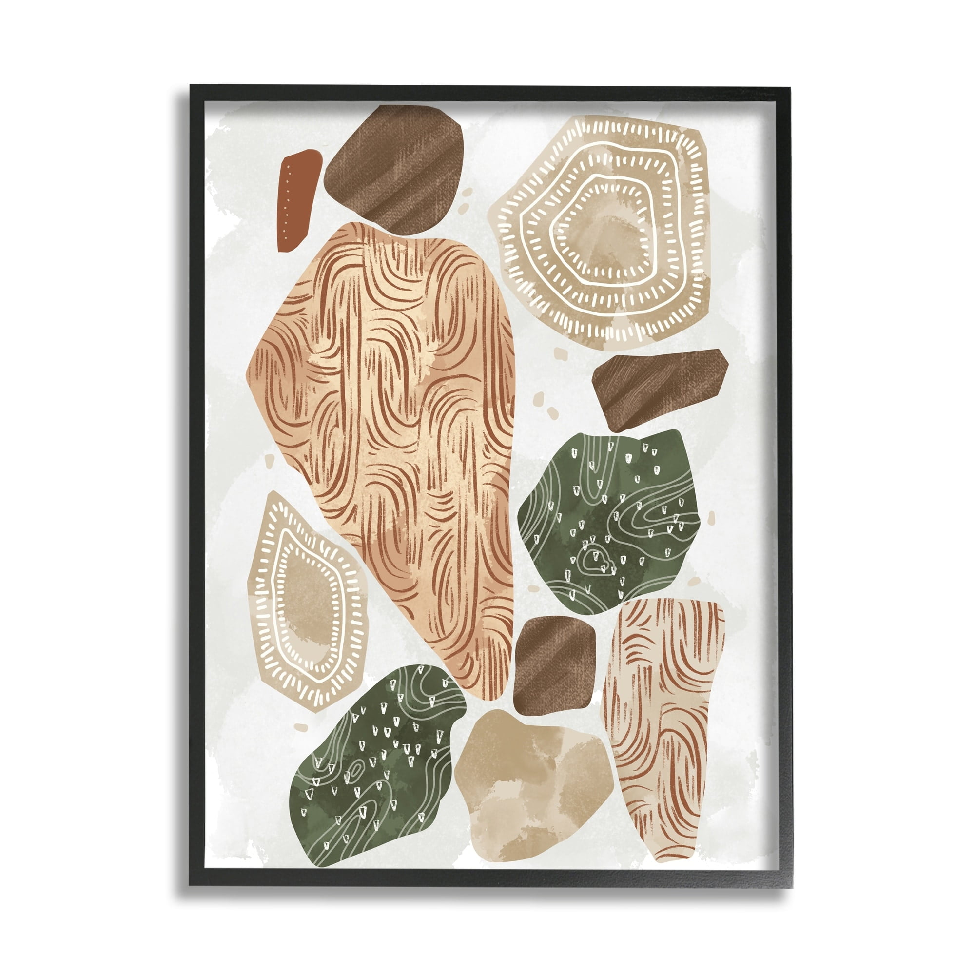 Stupell Industries Earthy Patterned Geometric Shapes Fresh Abstract Framed Wall Art, 11 x 14, Design by Ziwei Li