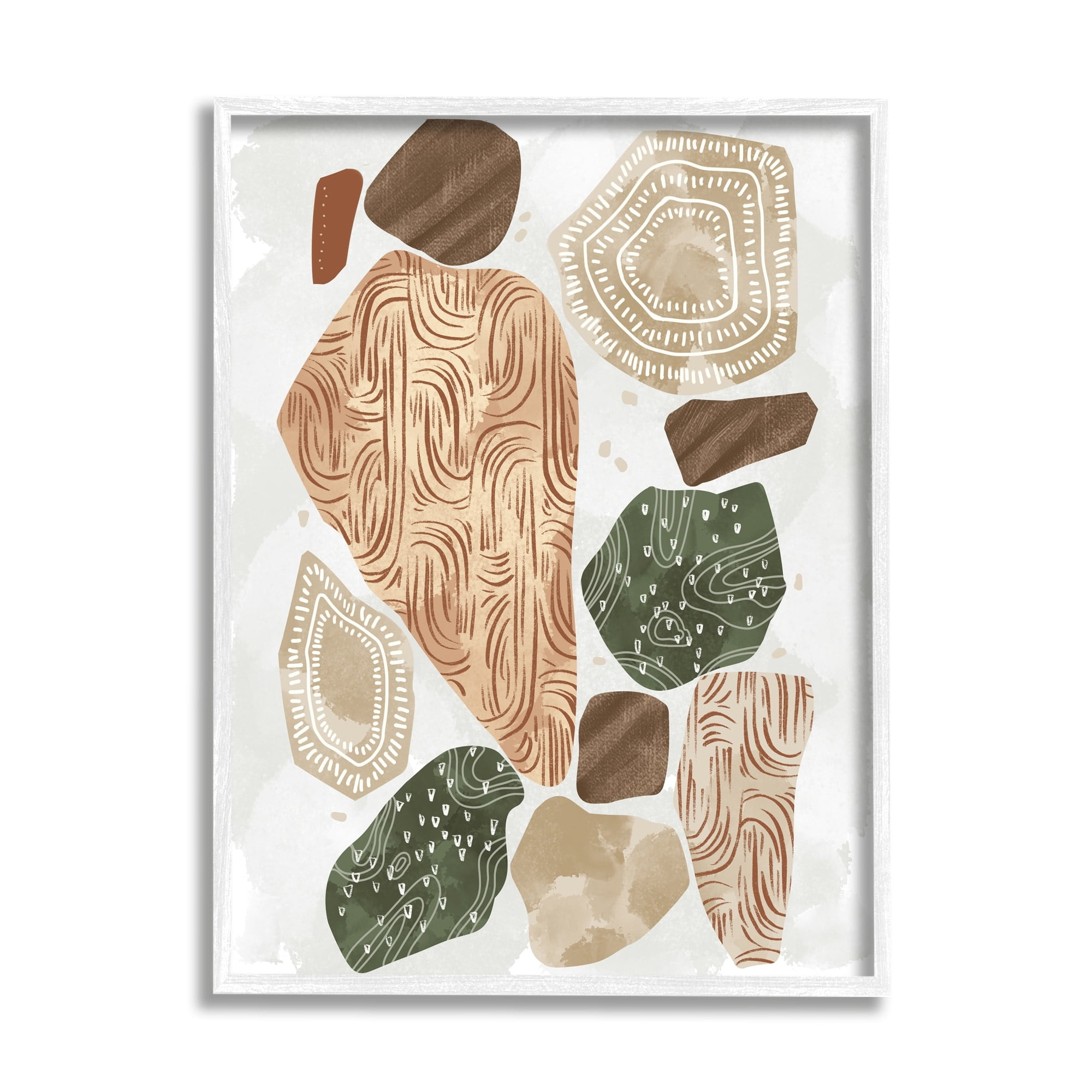 Stupell Industries Earthy Patterned Geometric Shapes Fresh Abstract Framed Wall Art, 16 x 20, Design by Ziwei Li