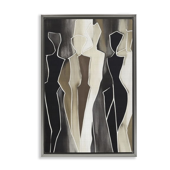 Stupell Industries Earthy People Silhouettes Abstract Painting Gray Floater Framed Canvas Art Print Wall Art, 21 x 31