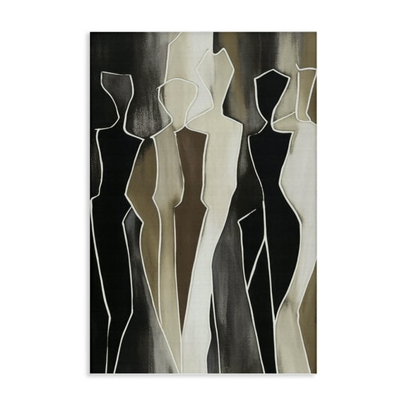 Stupell Industries Earthy People Silhouettes Abstract Painting Wrapped Canvas Canvas Art Print Wall Art, 24 x 36