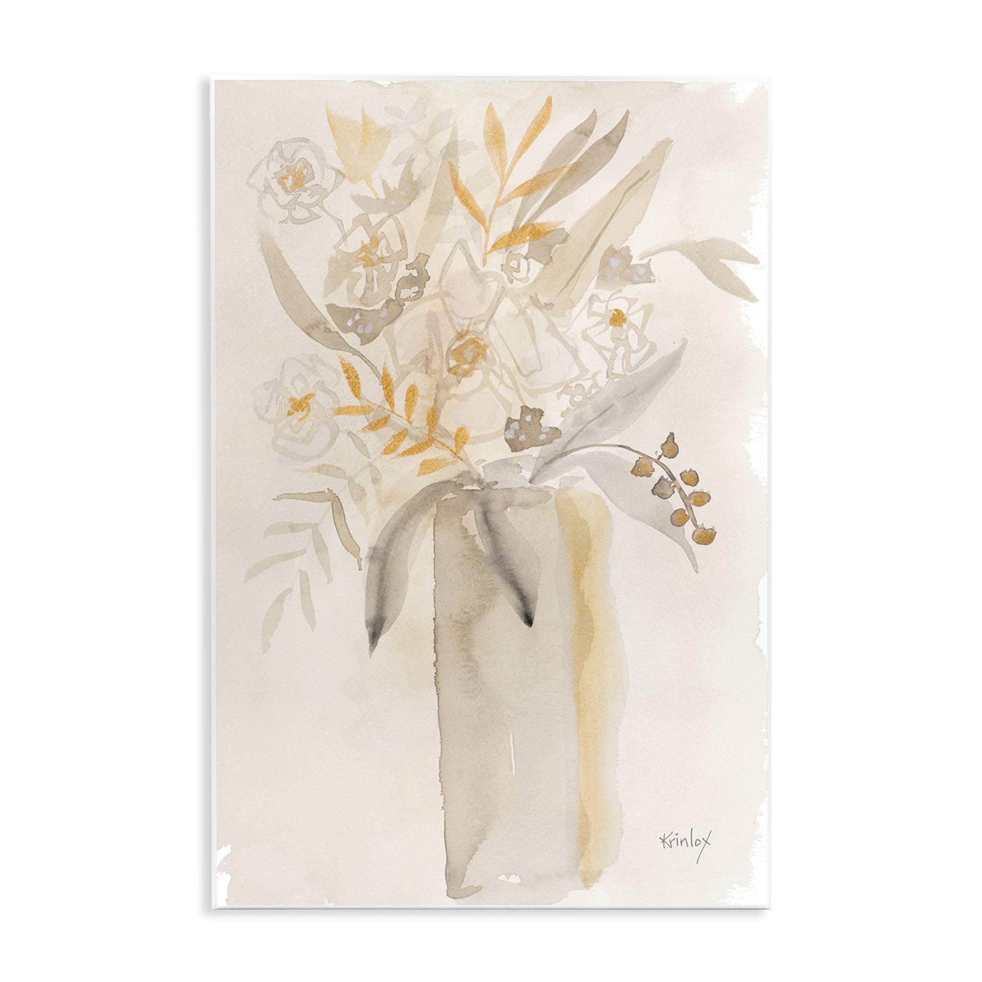 Stupell Industries Earthy Soft Flower Vase Wall Plaque Art, design by Krinlox