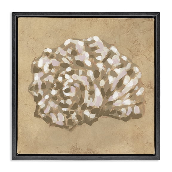 Stupell Industries Earthy Tone Seashell Black Framed Floater Canvas Wall Art design by June Erica Vess, 18 x 18