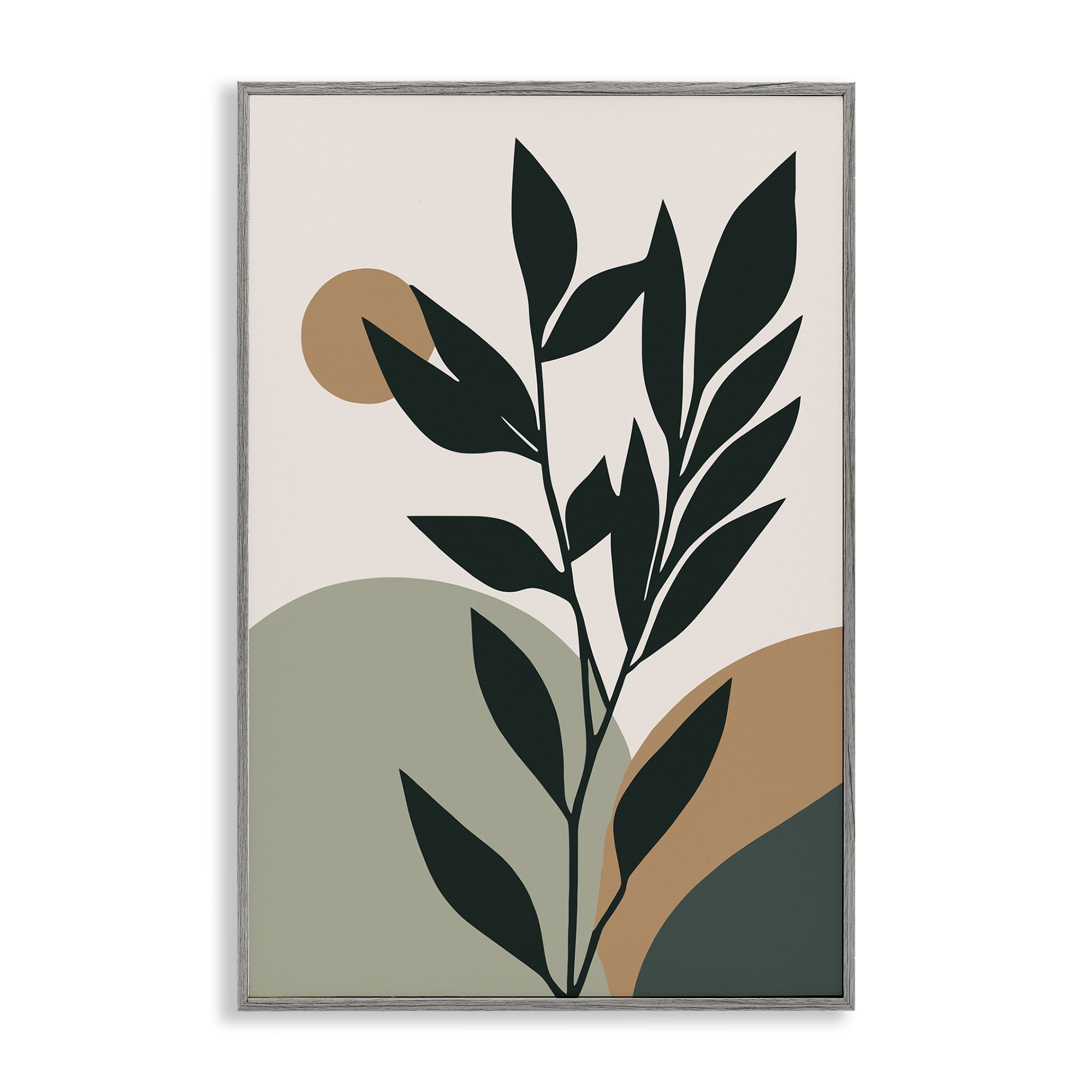 Stupell Industries Earthy Tropical Botanicals Plants & Flowers Painting Gray Framed Art Print Wall Art, 12 x 18