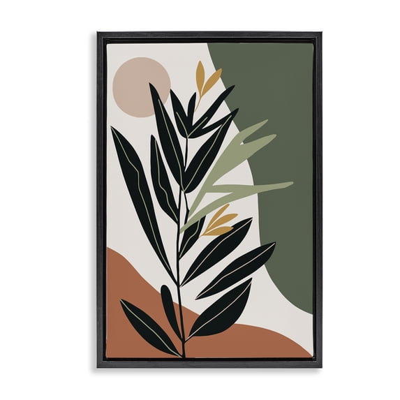 Stupell Industries Contemporary Earthy Tropical Foliage Black Floating Frame Canvas Art, 17 x 25, by LSR Design Studio