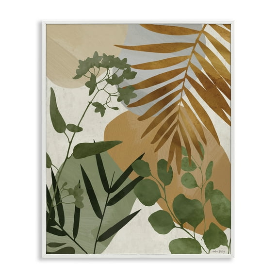 Stupell Industries Earthy Tropical Leaves White Framed Giclee Art design by Amber Sterling, 30 x 24