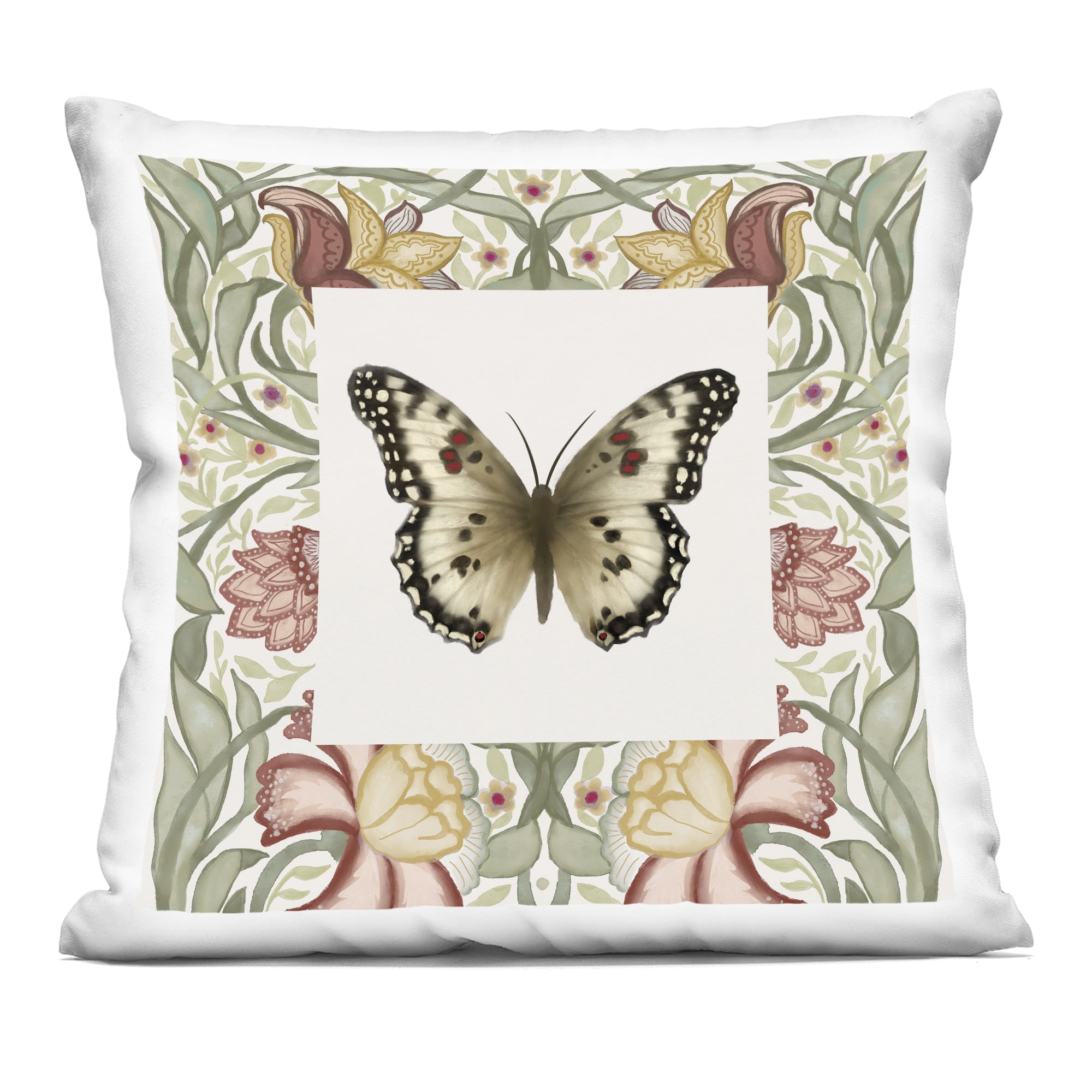 Stupell Industries Earthy Vintage Butterfly Florals Decorative Printed Throw Pillow, design by Elizabeth Medley