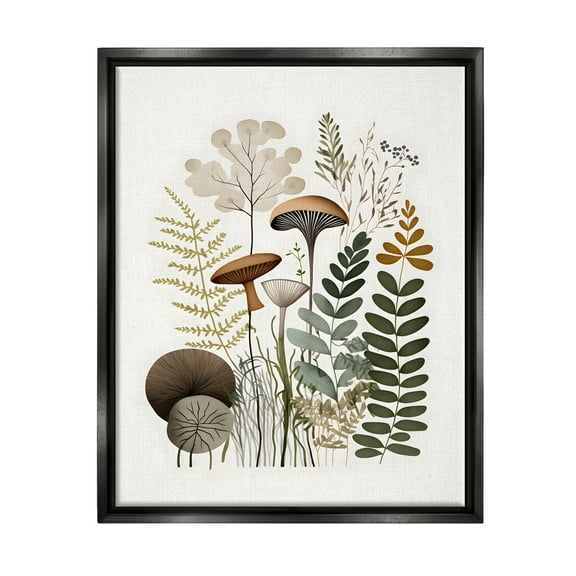 Stupell Industries Earthy Woodland Botanicals Botanical & Floral Painting Black Floater Framed Canvas Art Print Wall Art, 17 x 21