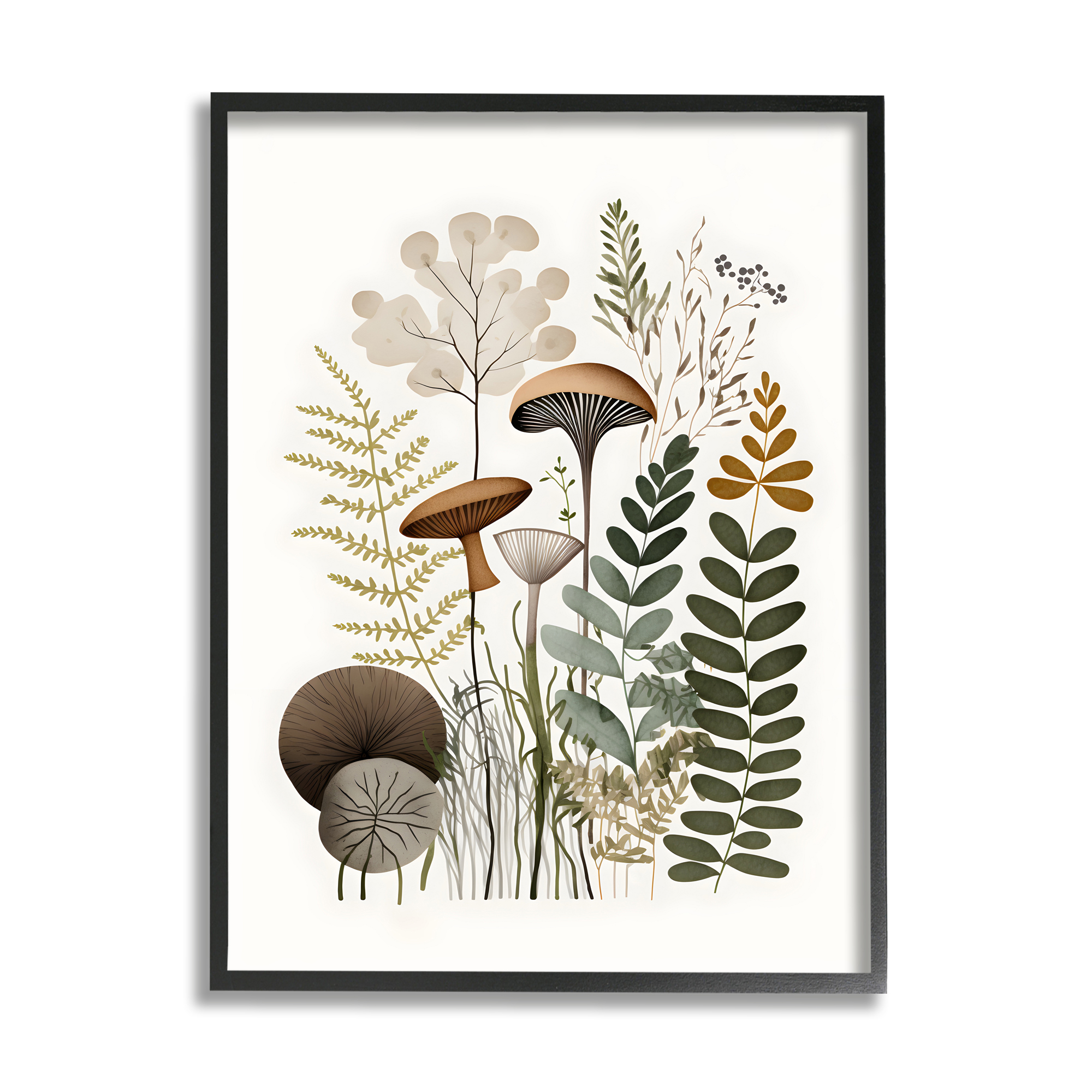 Stupell Industries Earthy Woodland Botanicals Botanical & Floral Painting Black Framed Art Print Wall Art, 11 x 14