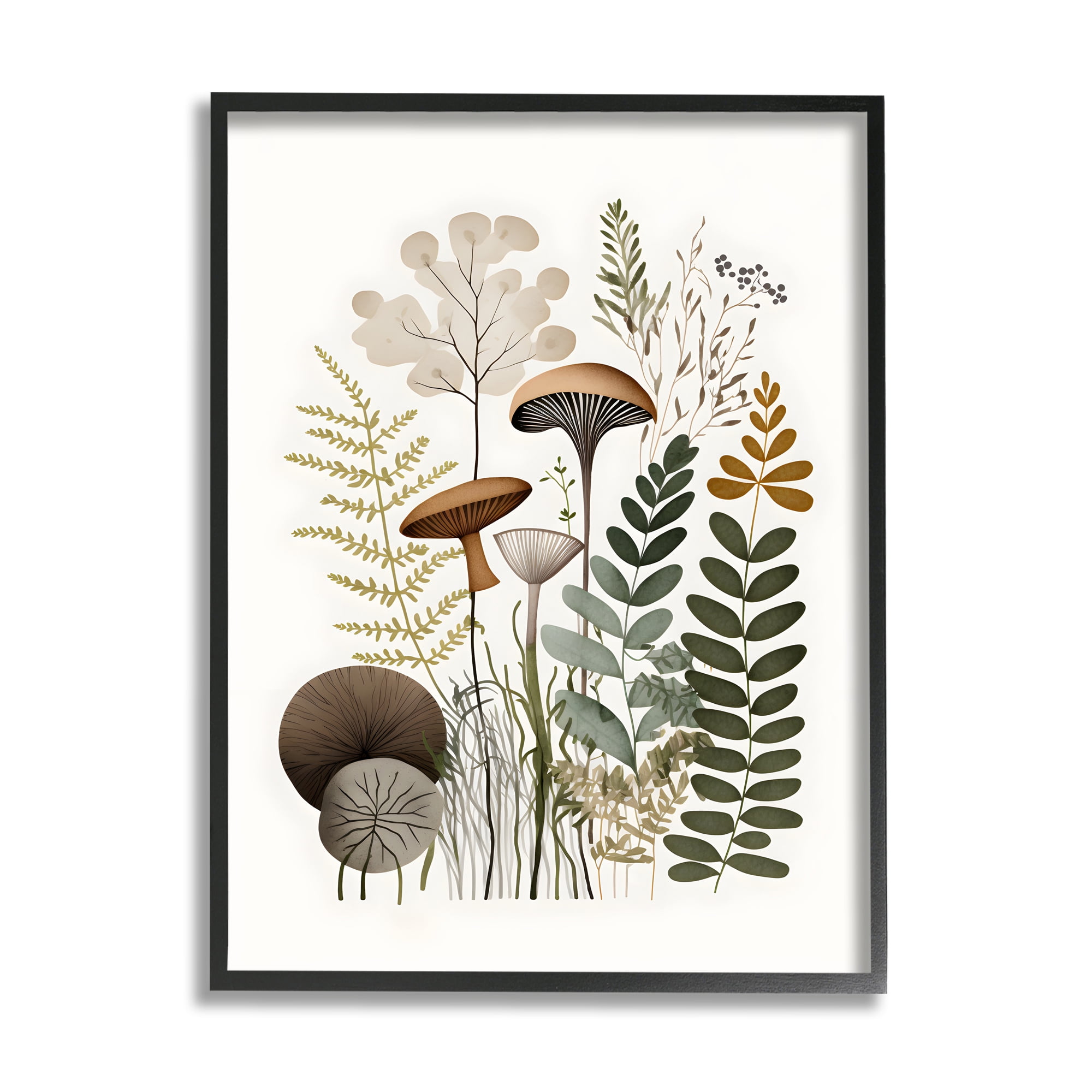 Stupell Industries Earthy Woodland Botanicals Botanical & Floral Painting Black Framed Art Print Wall Art, 24 x 30