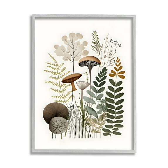 Stupell Industries Earthy Woodland Botanicals Botanical & Floral Painting Gray Framed Art Print Wall Art, 24 x 30