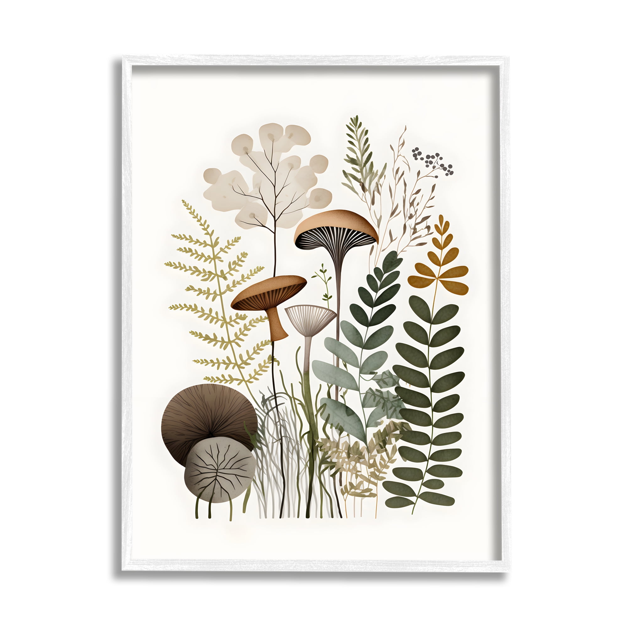 Earthy Woodland Botanicals White Framed Art Print, 24 x 30