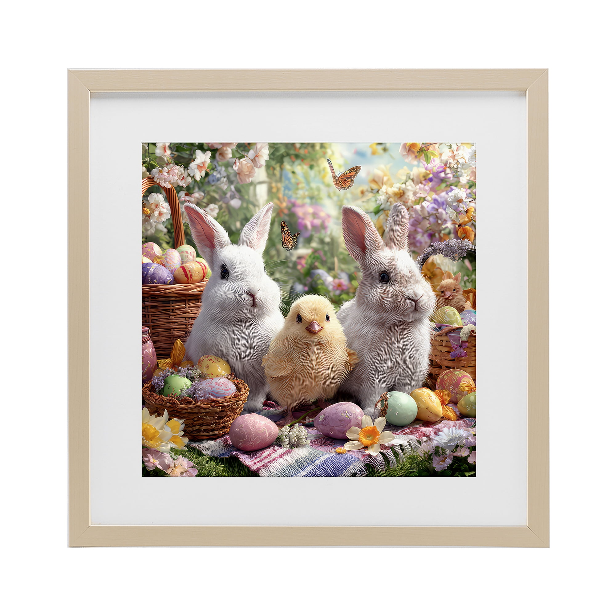 Stupell Industries Easter Animals & Eggs Birch Framed Print Under Glass, design by The Wands Want