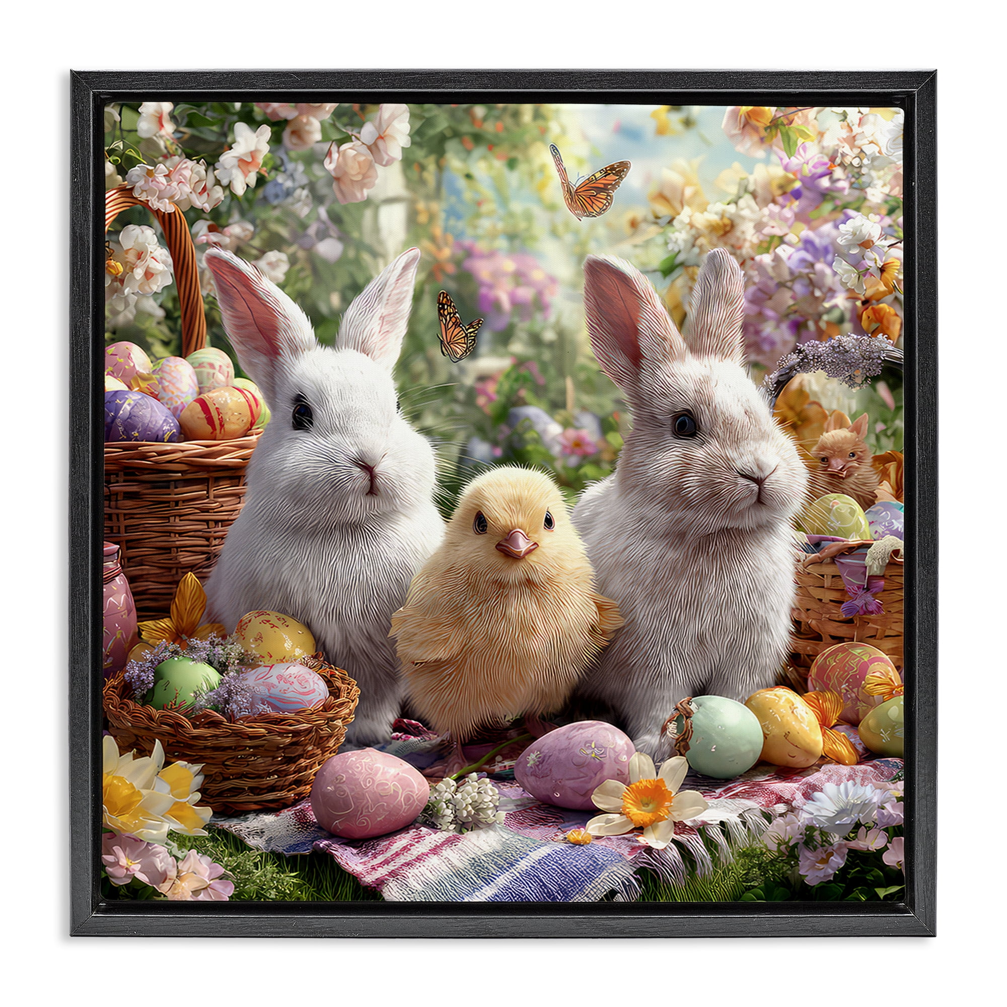 Stupell Industries Easter Animals & Eggs Black Framed Floater Canvas Wall Art, design by The Wands Want