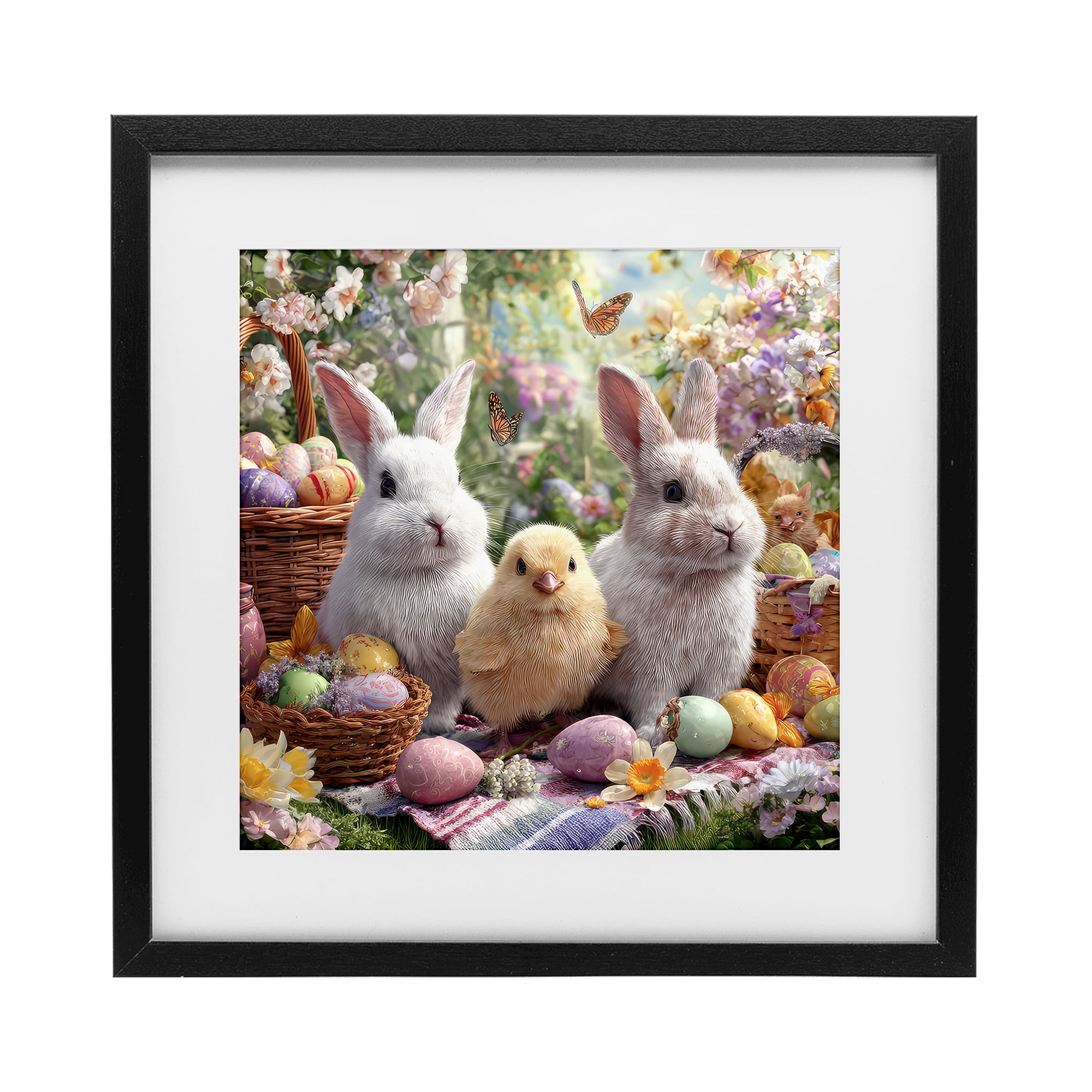 Stupell Industries Easter Animals & Eggs Black Framed Print Under Glass, design by The Wands Want