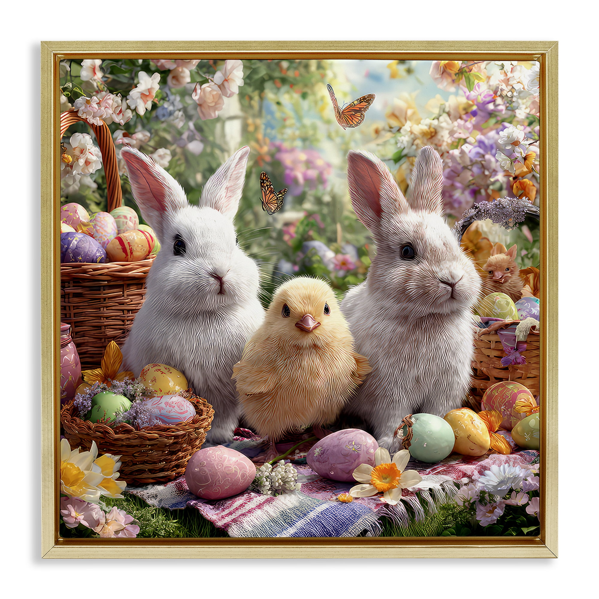 Stupell Industries Easter Animals & Eggs Gold Framed Floater Canvas Wall Art, design by The Wands Want