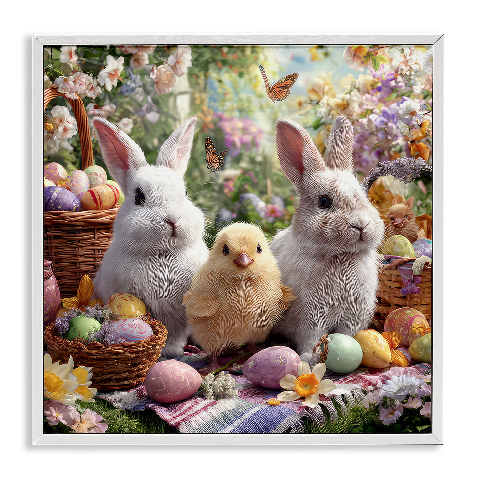Stupell Industries Easter Animals & Eggs White Framed Giclee Art, design by The Wands Want