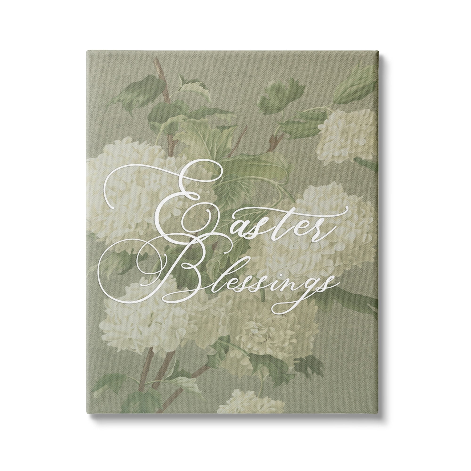 Stupell Industries Easter Blessings Sentiment Vintage White Hydrangea Florals Green, 16 x 20,Design by Daphne Polselli