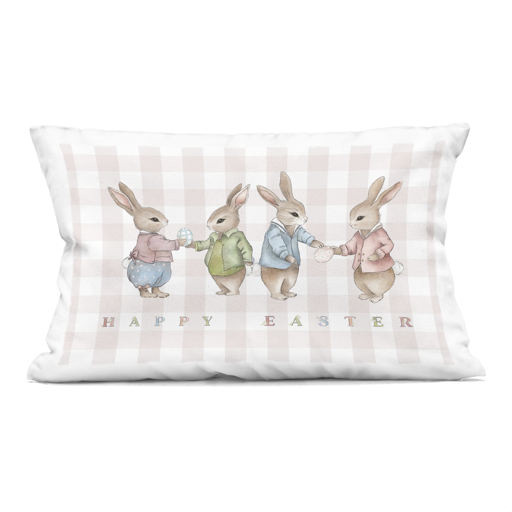 Stupell Industries Easter Bunnies Pink Gingham Decorative Printed Throw Pillow, design by Leah Straatsma