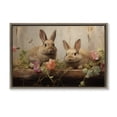 thumbnail image 1 of Easter Bunnies with Garden Blooms Brown Floating Frame Canvas Art, 25 x 17, Made In USA, 1 of 8